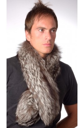 Silver Fox Fur Scarf - Double Sided Fur